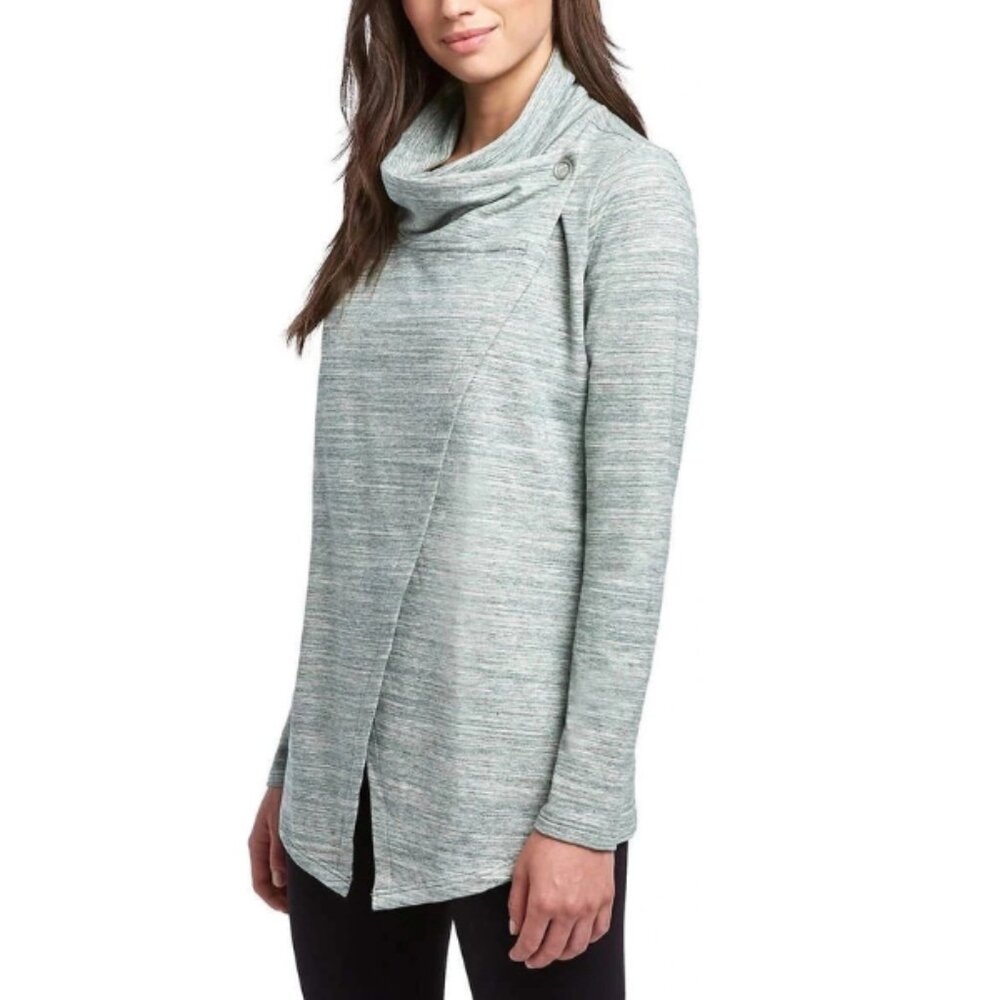 Danskin NWT Pine Green French Terry Wrap Cowl Neck Top XS - Picture 3 of 5